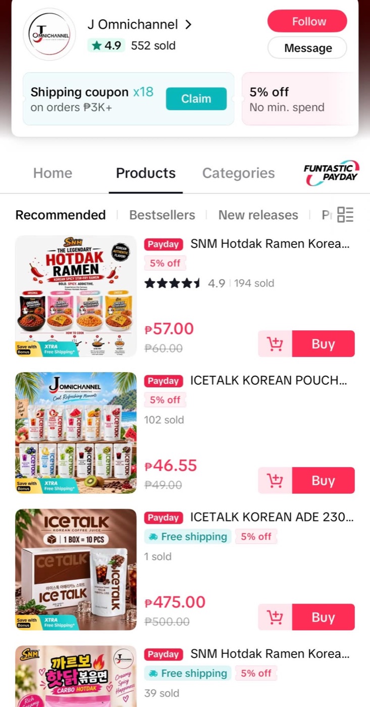 J Omnichannel Shopee storefront screenshot